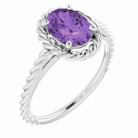 Platinum Natural Amethyst Rope Ring Refined Look Generational Piece