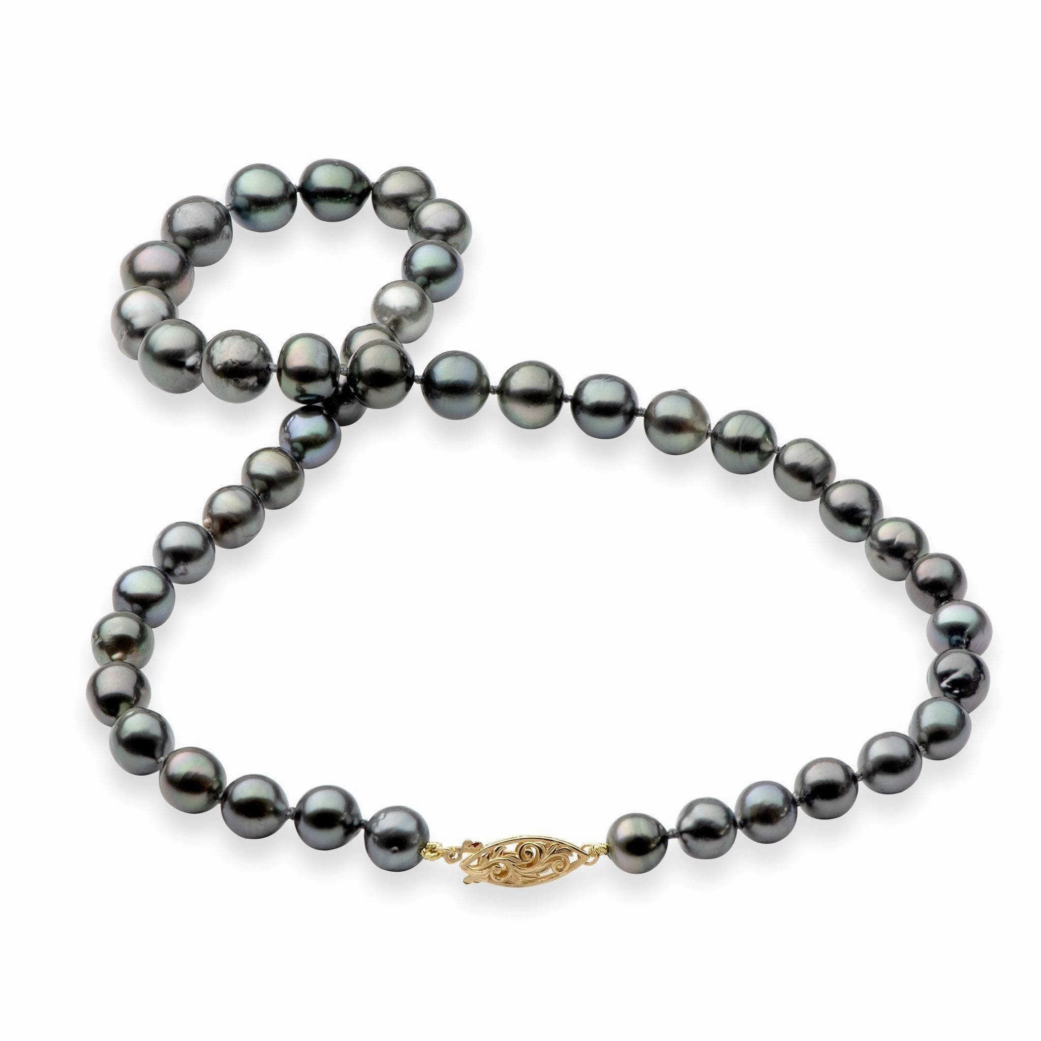 Effortless Accent 18-19" Tahitian Black Pearl Strand with Gold Clasp - 8-11mm