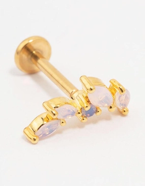 Layered Design Workwear Style Gold Plated Surgical Steel Marquise Crawler Flat Back