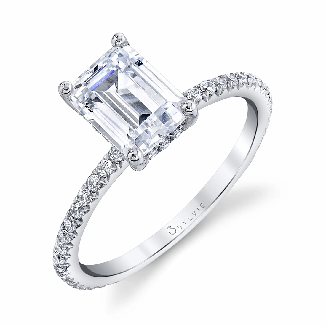 14K White Gold Emerald Cut Engagement Ring Elegant Look Fashion Daily