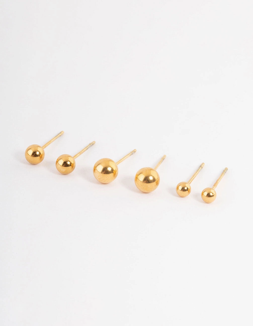 Waterproof Gold Plated Stainless Steel Small Ball Stud Earrings Pack Layered Mood Expressive Style