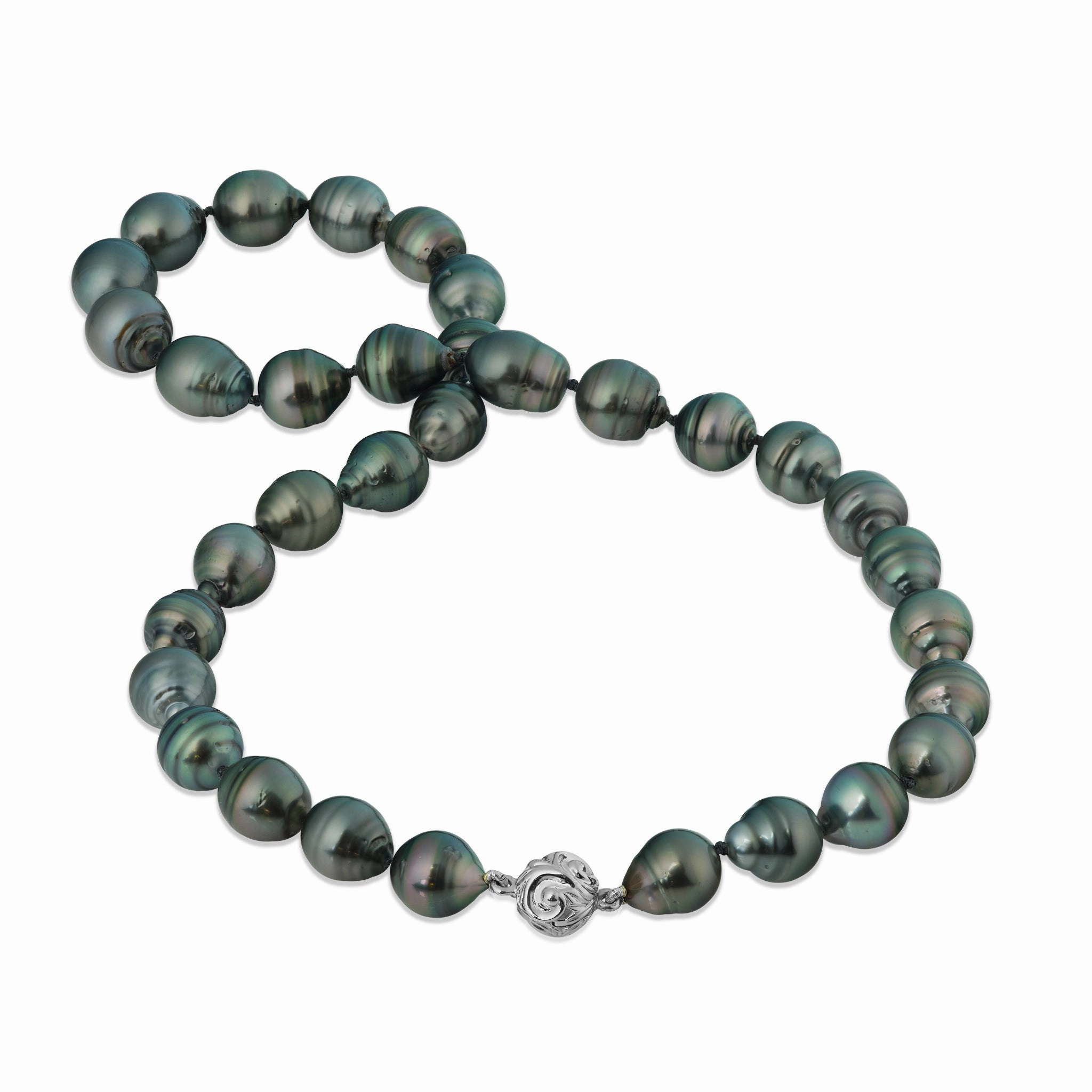 Everyday Gift 18-19" Tahitian Black Pearl Strand with White Gold Magnetic Clasp - 10-12mm