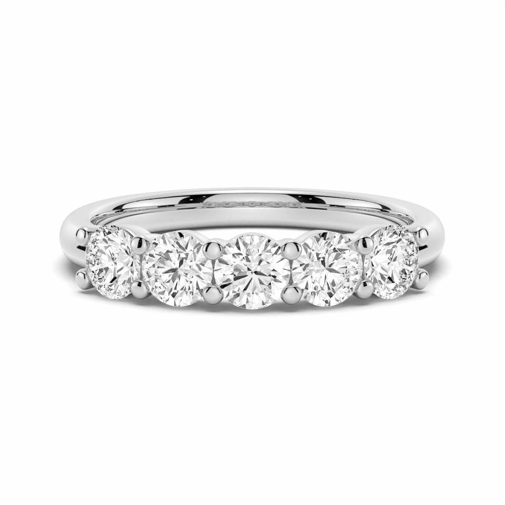 Cool Fit Artisan Accent 4.5mm 5 Stone Shared Prong Moissanite Anniversary Band