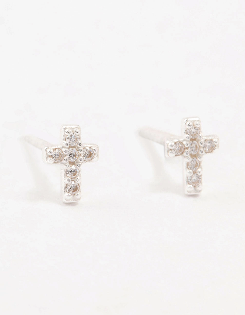 Cubic Zirconia Cross Sterling Silver Stud Earrings Vibrant Piece