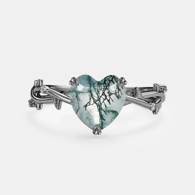 Heart Natural Moss Agate Infinity Engagement Ring - Bramble Glamorous Gifts Iconic Feature