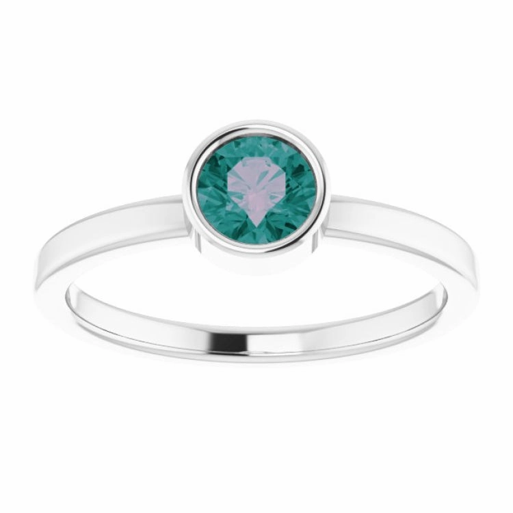 14K White 5 mm Lab-Grown Alexandrite Ring Fashion Accent