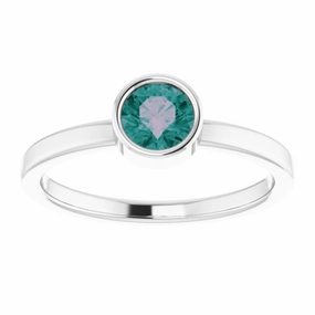 14K White 5 mm Lab-Grown Alexandrite Ring Fashion Accent