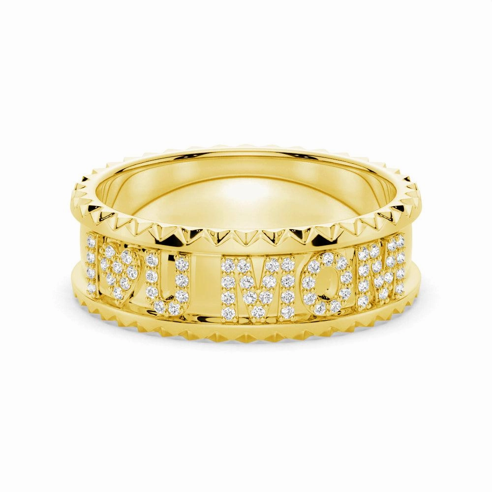 Custom Signature "I ? U MOM" Wedding Band Minimal Radiance