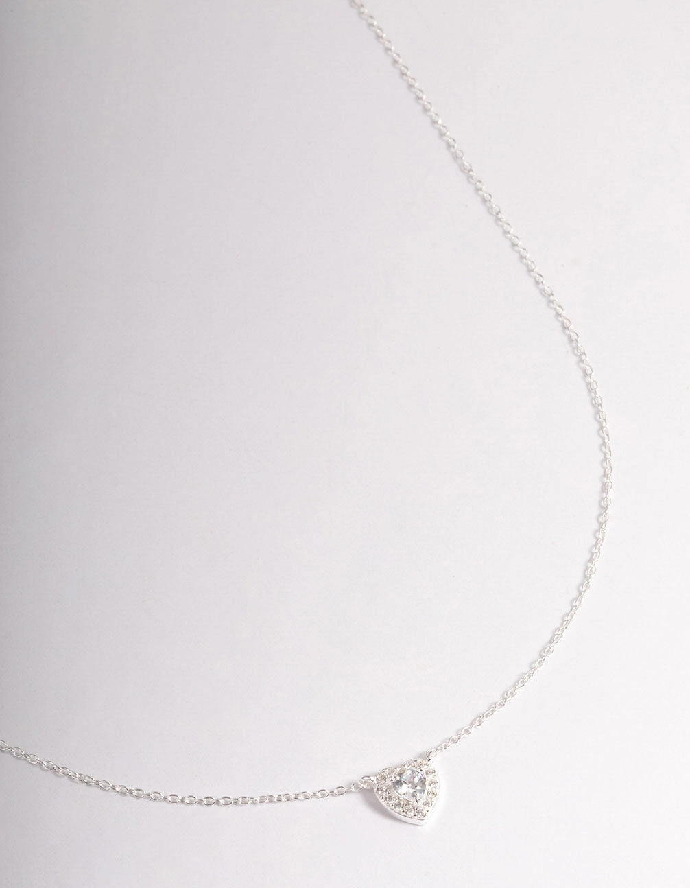 Sophisticated Glow Sterling Silver Cubic Zirconia Halo Heart Pendant Necklace