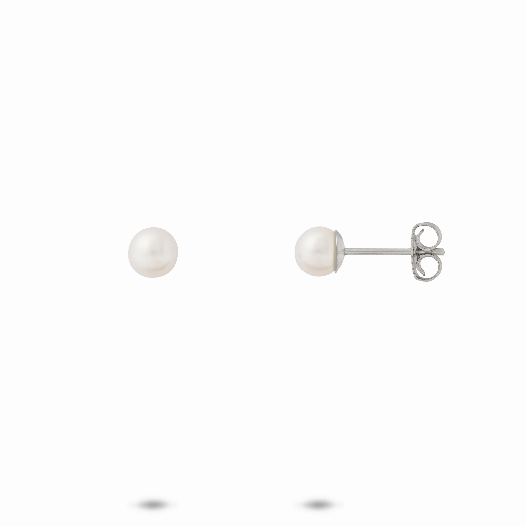 Glow Touch Sparkle Pop Akoya White Pearl Earrings in White Gold - 4.5-5mm
