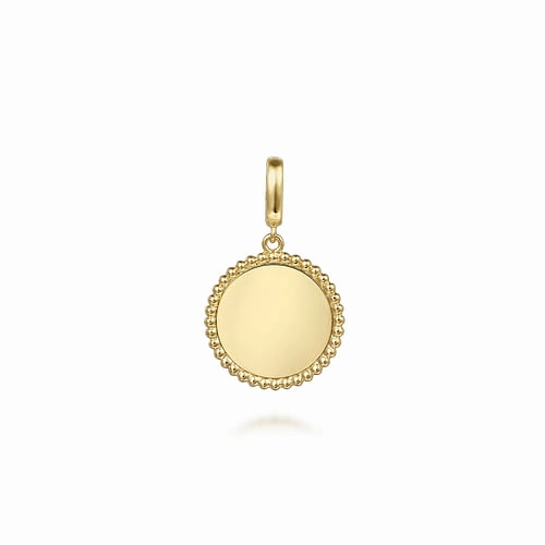 14K Yellow Gold Bujukan Round Personalized Medallion Pendant Luxe Touch