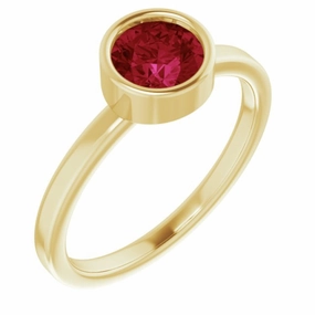 14K Yellow 6 mm Lab-Grown Ruby Ring Fantastic Object