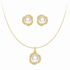 Freshwater Pearl Pendant Necklace And Earrings Set Party Gift Elegant Details