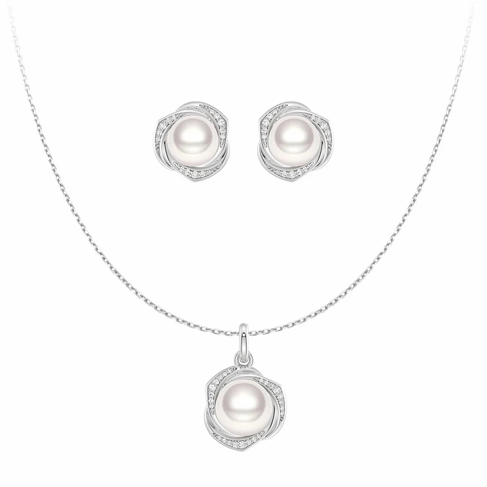 Freshwater Pearl Pendant Necklace And Earrings Set Versatile Gem Timeless Highlight