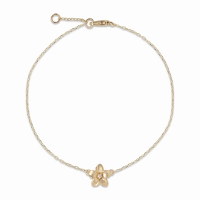 Bright Sparkle Everyday Spark Adjustable 7-7.5" Plumeria Bracelet in Gold with Diamond - 9mm