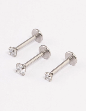 Refined Light Romantic Present Surgical Steel Cubic Zirconia Stud Flat Back Pack