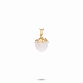 Refined Quality Soft Glow Hawaiian Quilted Star Akoya White Pearl Pendant in Gold - 8mm