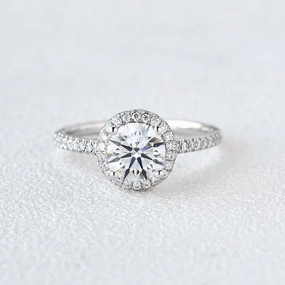 1.0-2.0ct Round Lab Grown Diamond Halo Engagement Ring Comfortable Appearance Low-Cost Craft