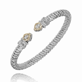 Day Look 14K Yellow Gold and Sterling Silver Diamond Bangle Bracelet