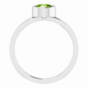 Daywear Style Rhodium-Plated Sterling Silver 6 mm Imitation Peridot Ring