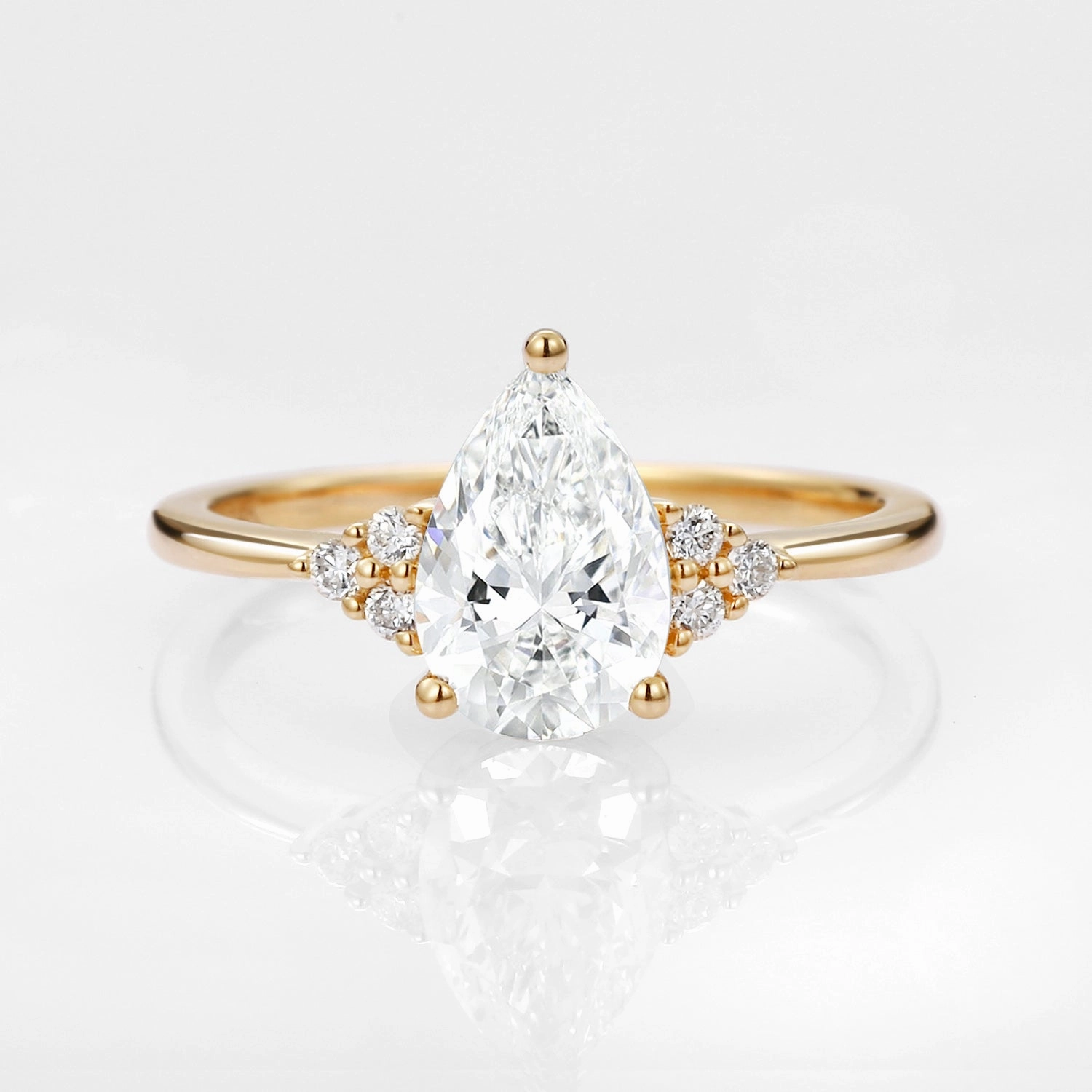 1.0ct Pear Lab Grown Diamond Cluster Engagement Ring - Lydia Budget Statement Premium Gift