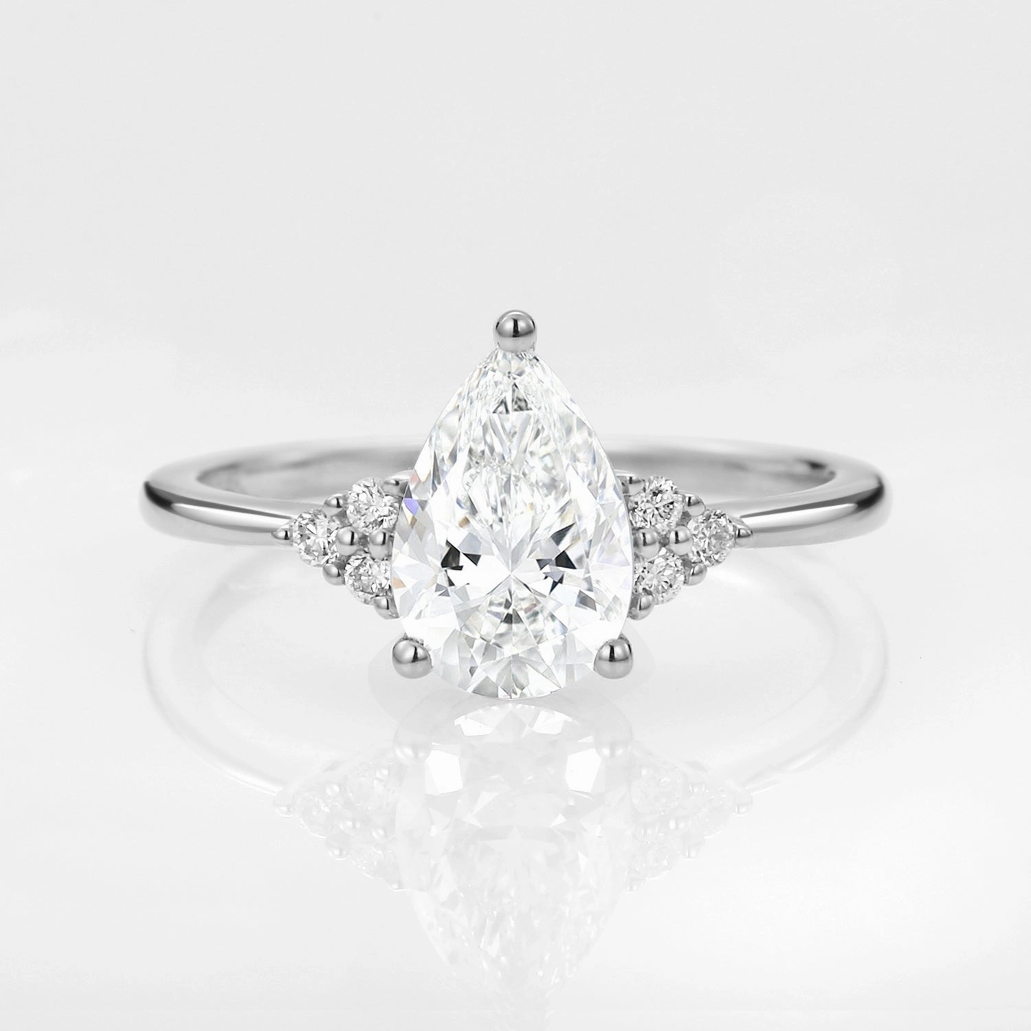 Designer Object 1.0ct Pear Lab Grown Diamond Cluster Engagement Ring - Lydia