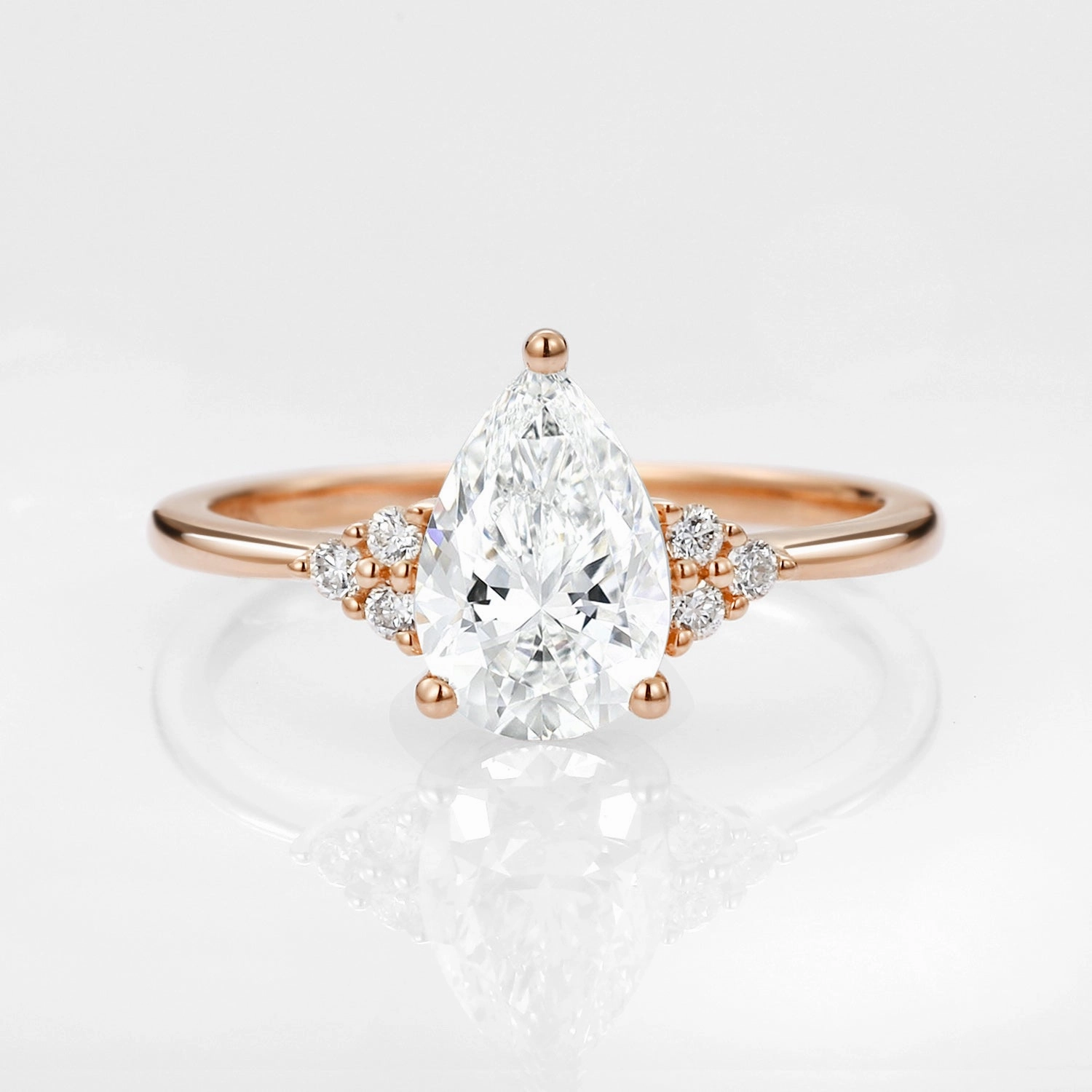 Artisan Decoration Premium Appearance 1.0ct Pear Lab Grown Diamond Cluster Engagement Ring - Lydia