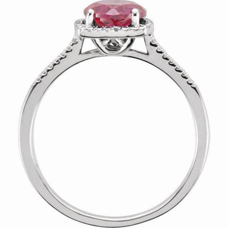 Artistic masterpiece Eternal Design Sterling Silver Lab-Grown Ruby & .01 CTW Natural Diamond Ring