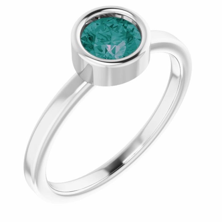Rhodium-Plated Sterling Silver 5.5 mm Lab-Grown Alexandrite Ring Meaningful Adornment Romantic Work