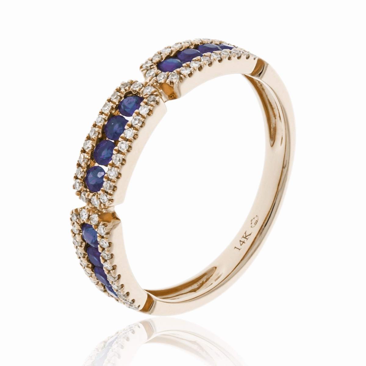 Diamond and Sapphire Yellow Gold Art Deco Band Creative Twist