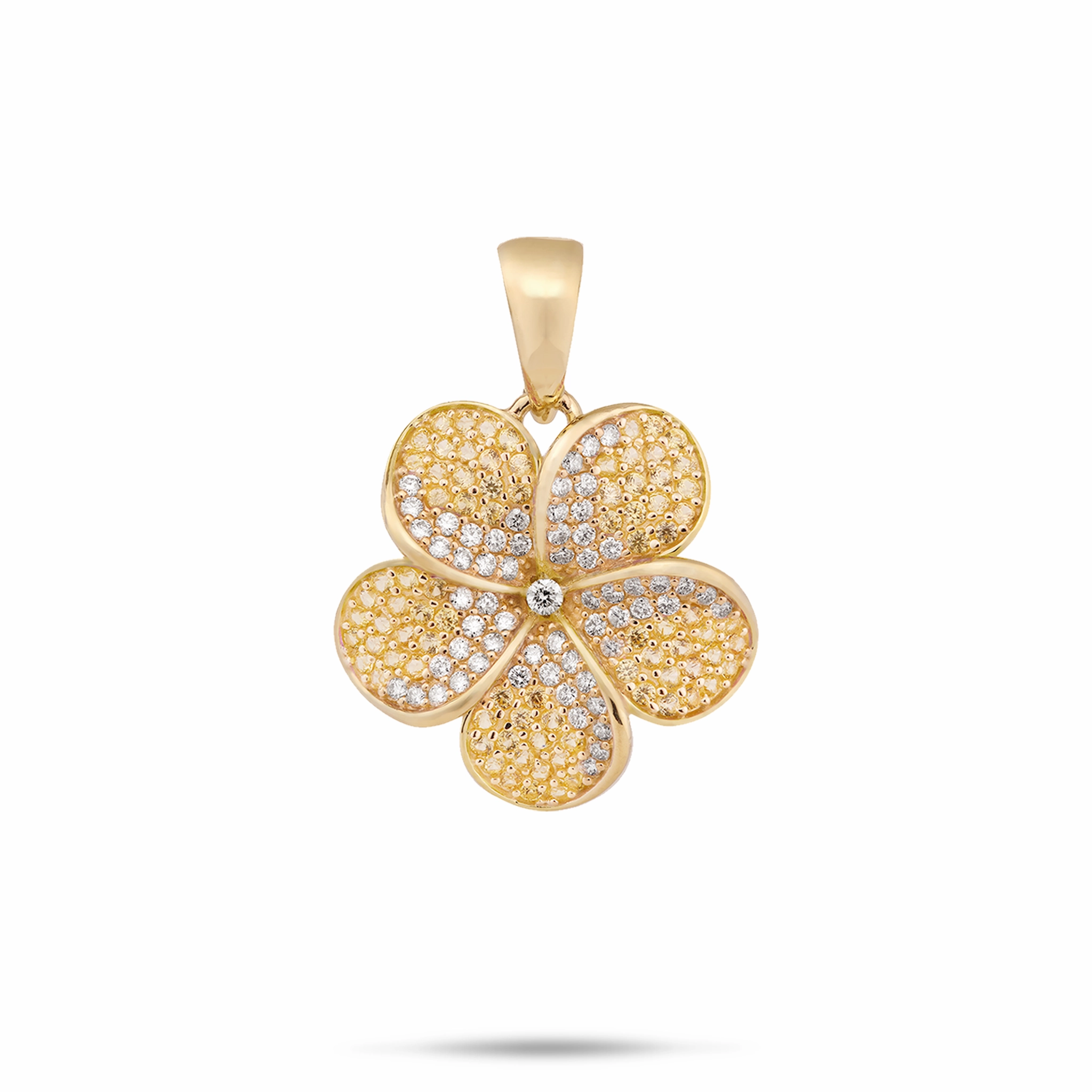 Plumeria Yellow Sapphire Pendant in Gold with Diamonds - 20mm Timeless Charm