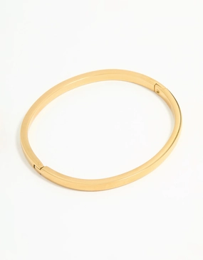 Waterproof Gold Plated Stainless Steel Solid Hinge Bangle Luxe Finish