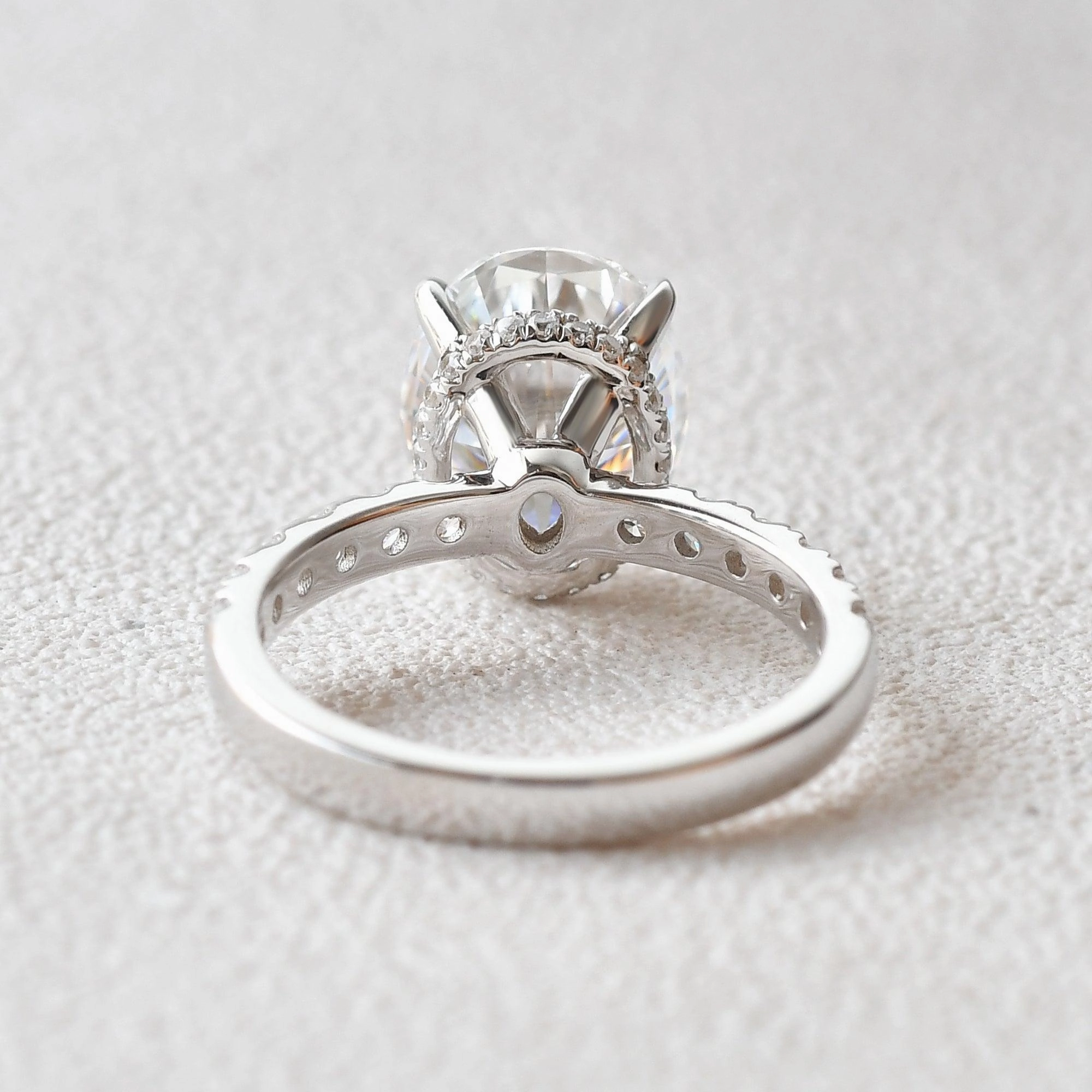 Fashion Focus Organizational Insignia 5.0ct Oval Moissanite Pave Classic Hidden Halo Ring