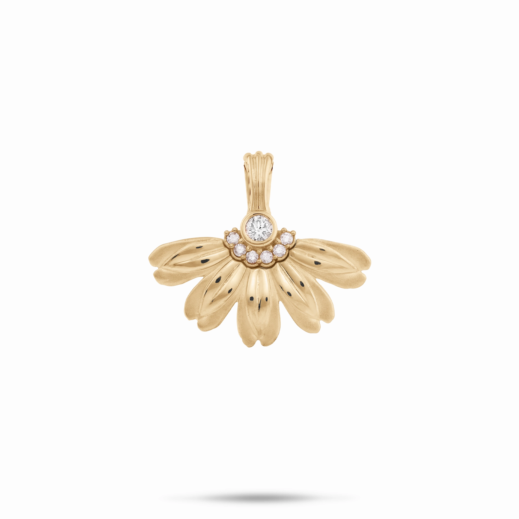 Wedding guest Beach Naupaka Pendant in Gold with Diamonds - 20mm