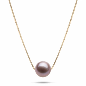 16-18" Adjustable Freshwater Lilac Pearl Necklace in Gold - 9-10mm Event Glow Crafted Accent