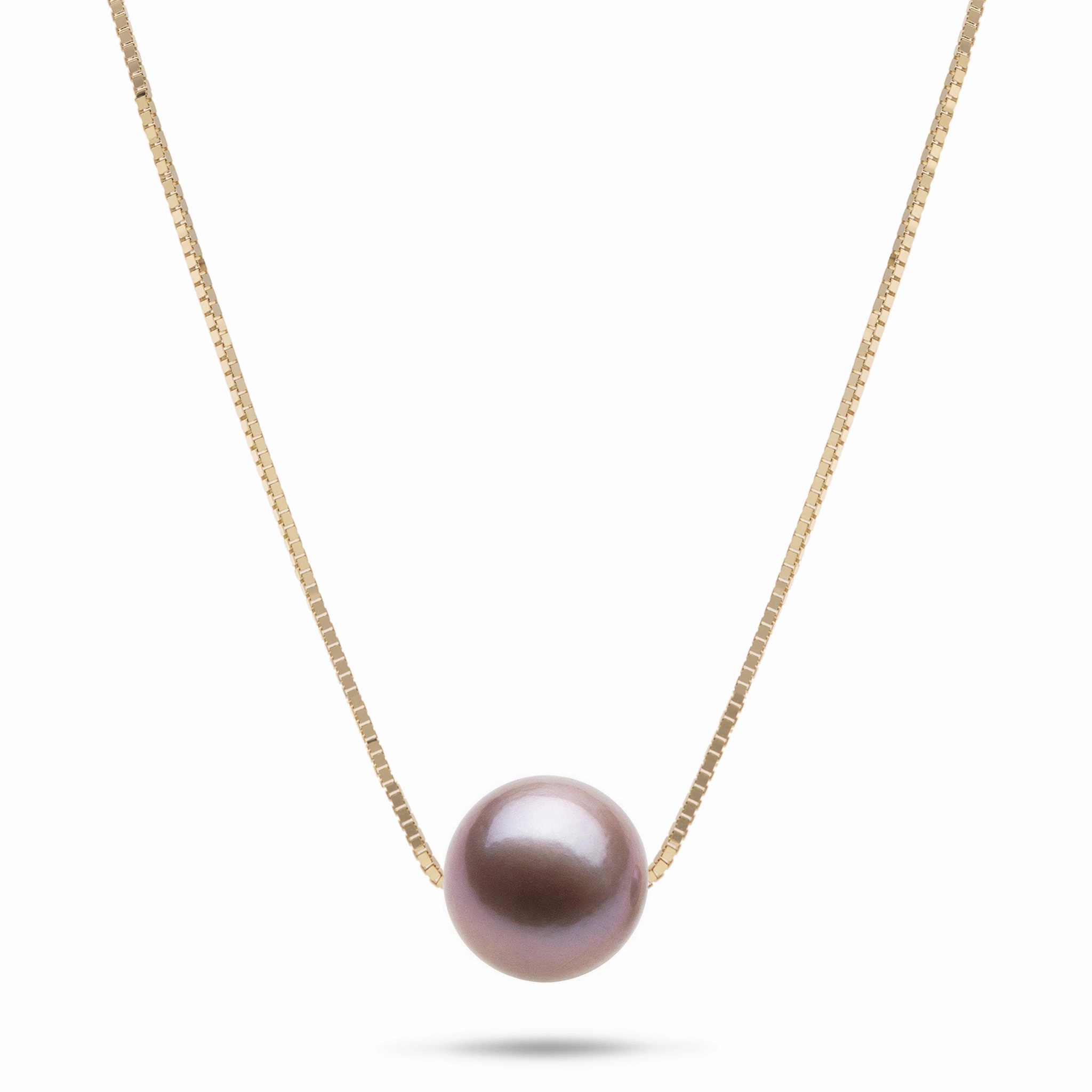 16-18" Adjustable Freshwater Lilac Pearl Necklace in Gold - 9-10mm Event Glow Crafted Accent