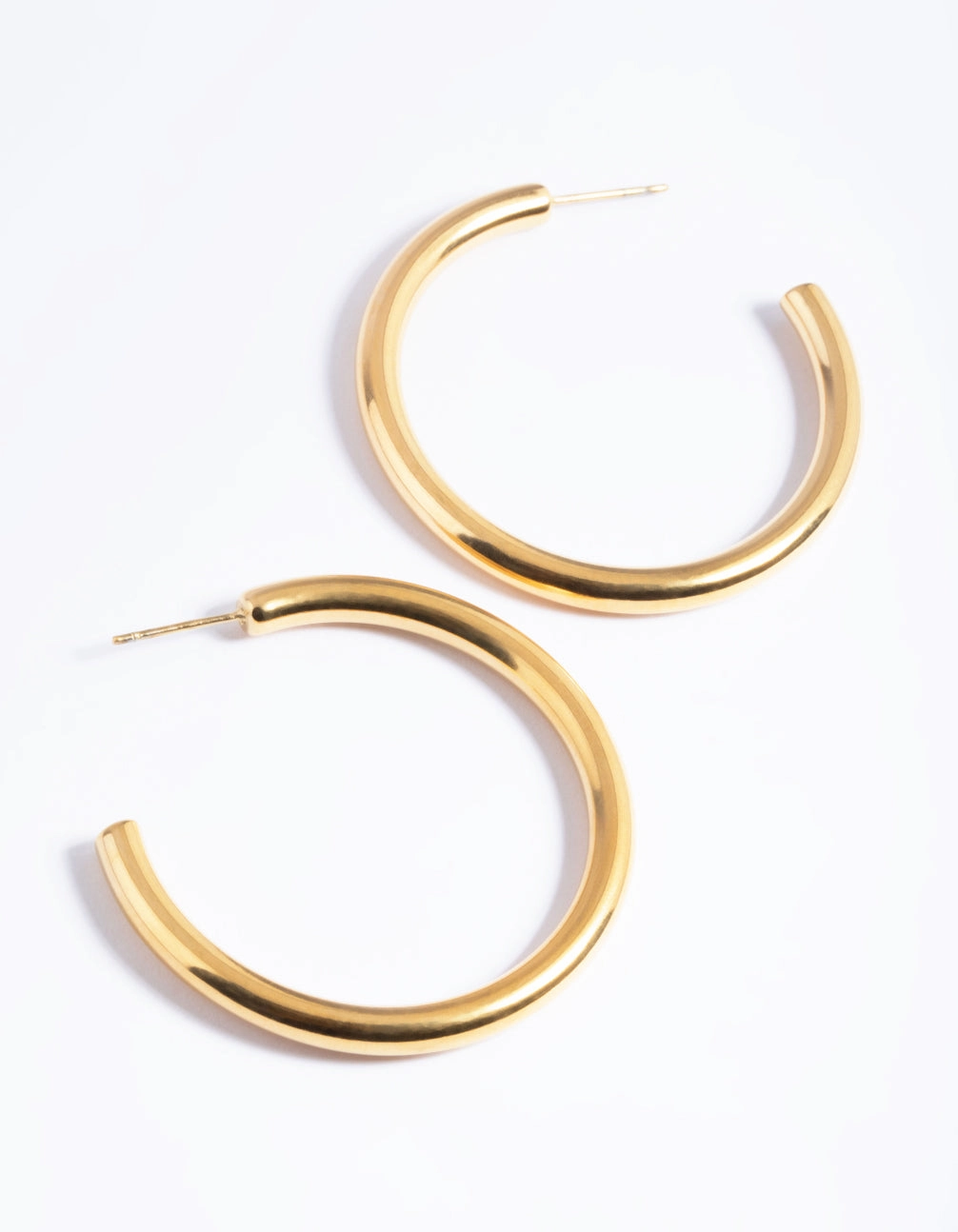 Stylish Flow Artisan Flair Waterproof Gold Plated Stainless Steel Chunky Medium Hoop Earrings