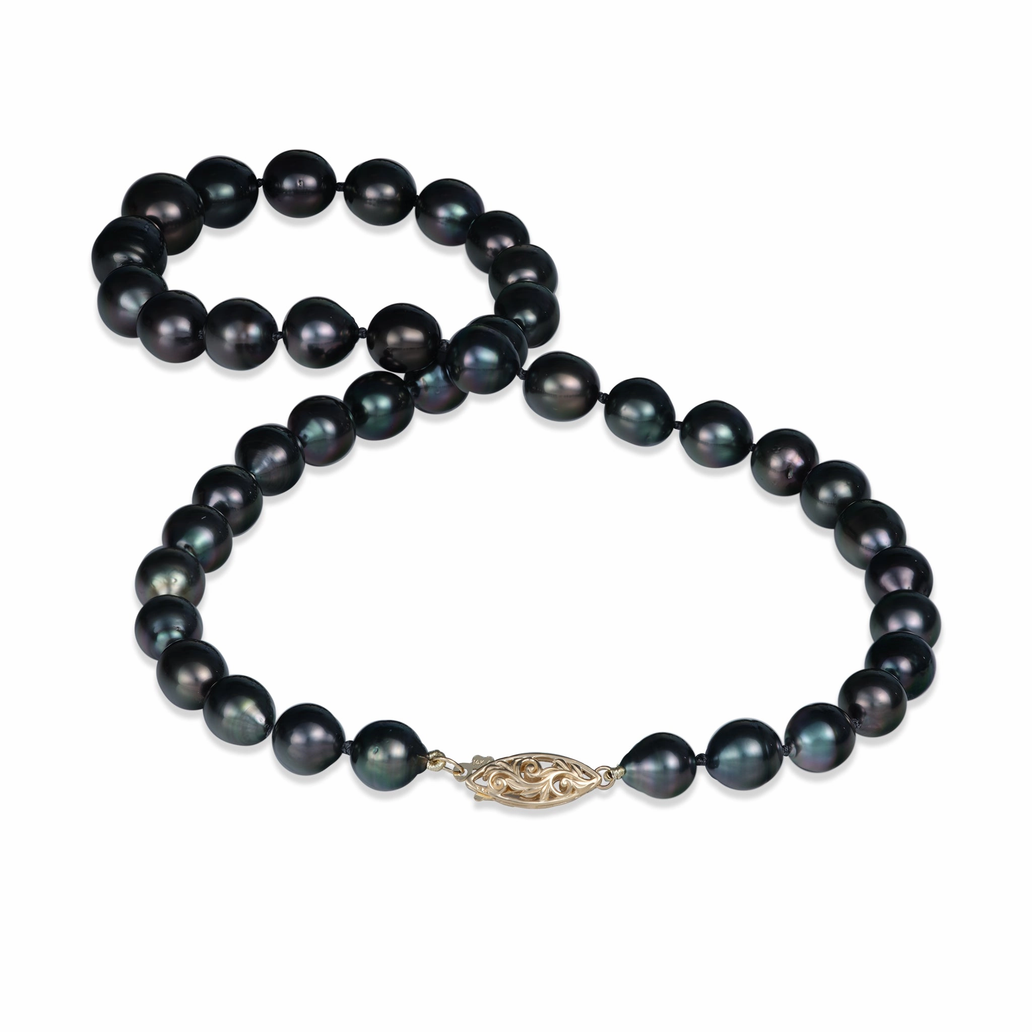 18-20" Tahitian Black Pearl Strand with Gold Clasp - 8-12mm Boho Style