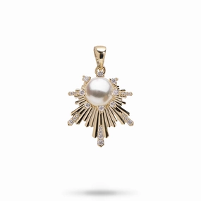 E Ho???la Akoya White Pearl Pendant in Gold with Diamonds - 22mm Stunning Accent Natural Details