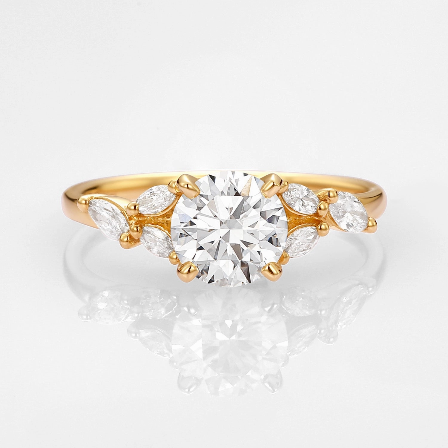 Comfortable Appearance Fine Piece 1.0ct Round Lab Grown Diamond Gold Engagement Ring