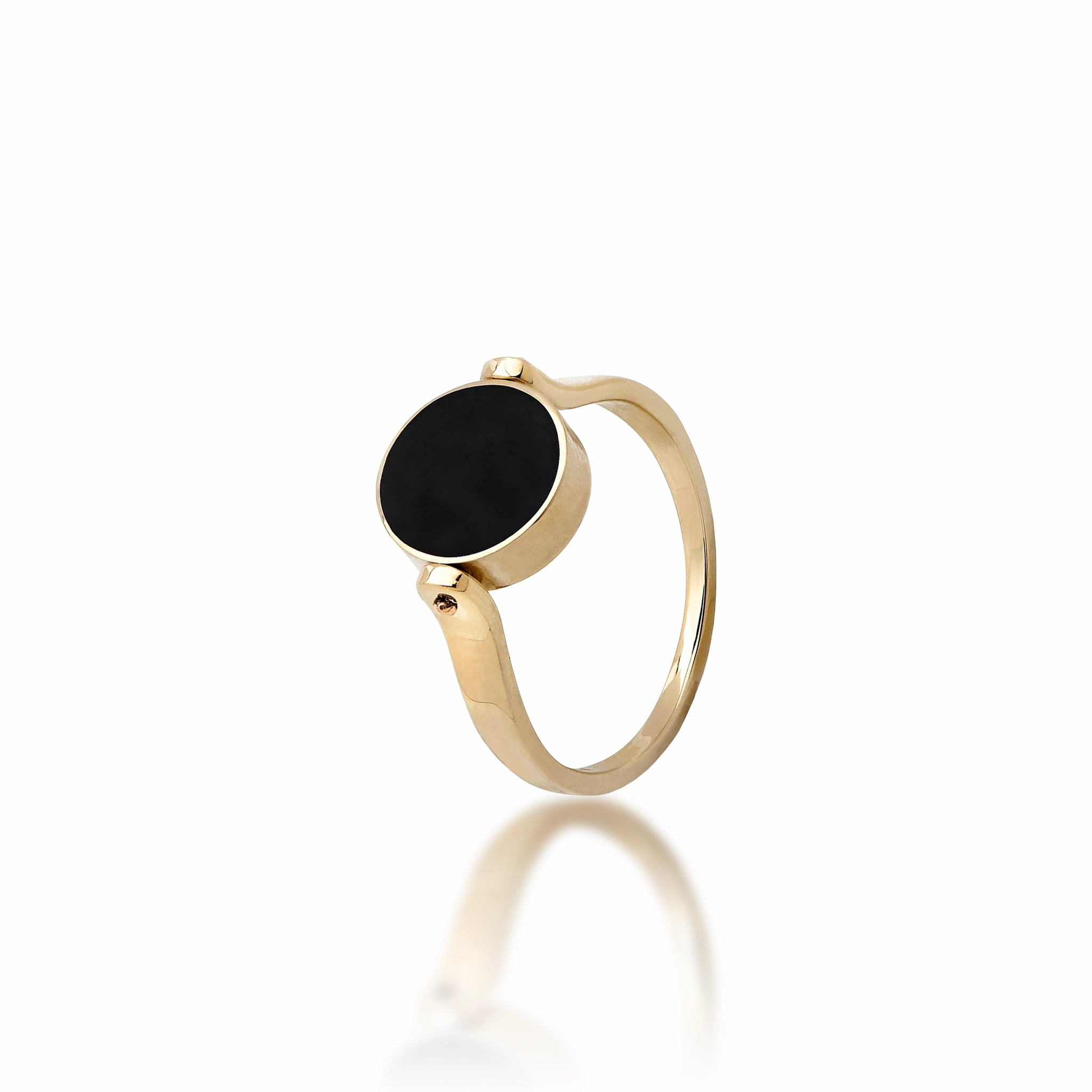 Eclipse Flipside Black Coral & Mother of Pearl Ring in Gold - 10mm Polished Highlights