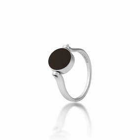 Precious Gifts Eclipse Flipside Black Coral & Mother of Pearl Ring in White Gold - 9mm
