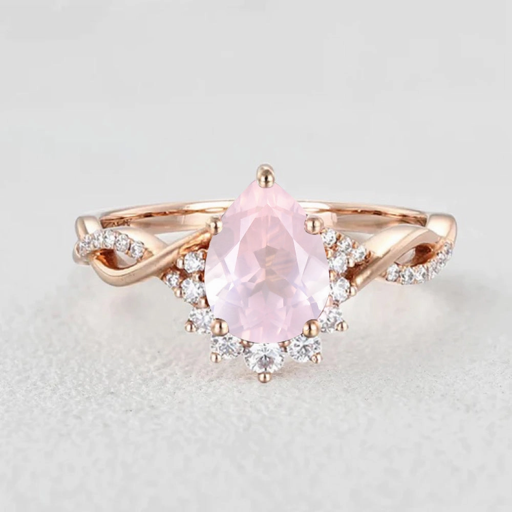 1.5ct Pear Barbie Rose Quartz Halo Infinity Engagement Ring Special Treat gentle style