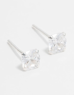 Casual Glow Statement Vibe Sterling Silver Cubic Zirconia Cushion Cut  Stud Earrings