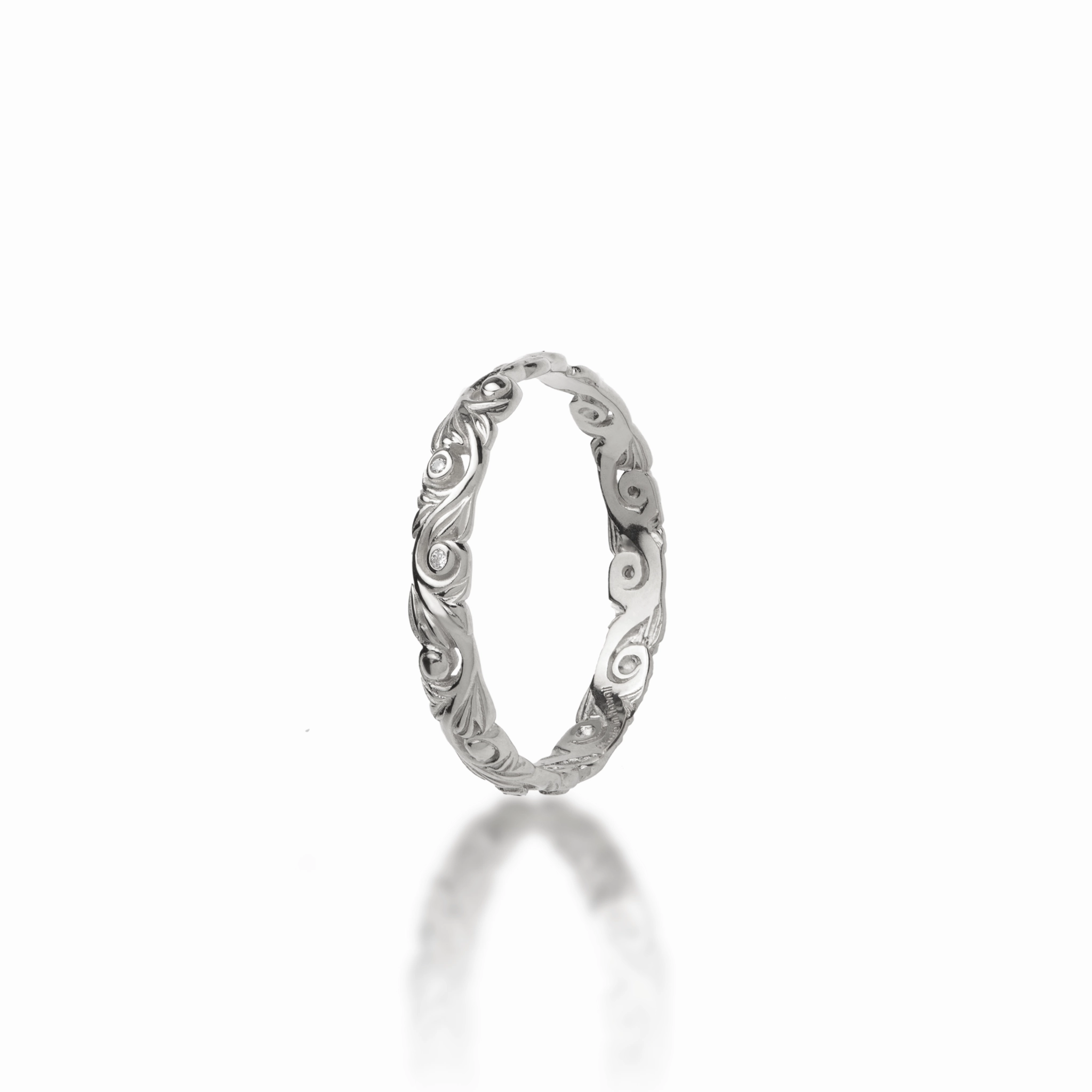 Brilliant Finish Living Heirloom Ring in White Gold with Diamonds - 3mm