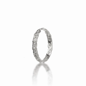 Romantic Detail Living Heirloom Ring in White Gold with Diamonds - 3mm