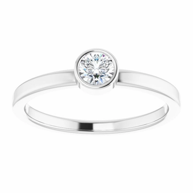 Rhodium-Plated Sterling Silver 4 mm Imitation Diamond Ring Cute Present