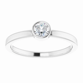 Rhodium-Plated Sterling Silver 4 mm Imitation Diamond Ring Cute Present