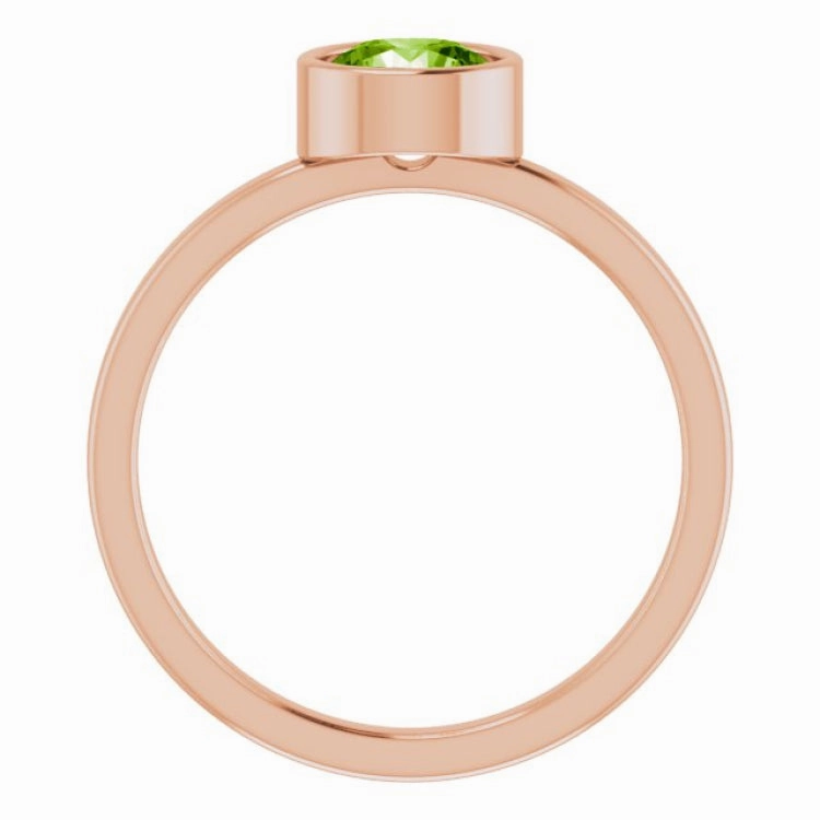 14K Rose 6 mm Natural Peridot Ring Fashion Look Vintage Style