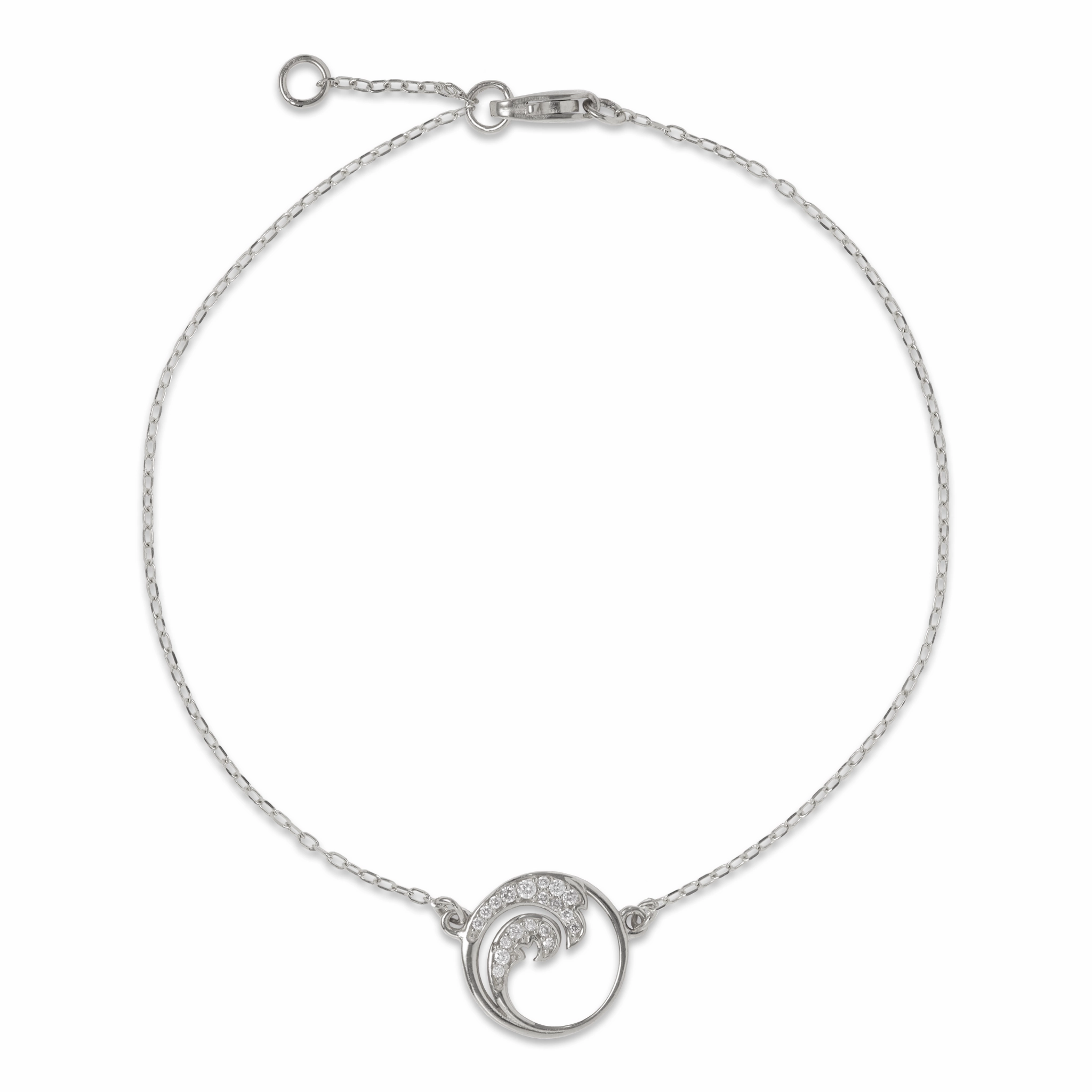 Custom Design Pieces Adjustable 7-7.5" Nalu Bracelet in White Gold with Diamonds